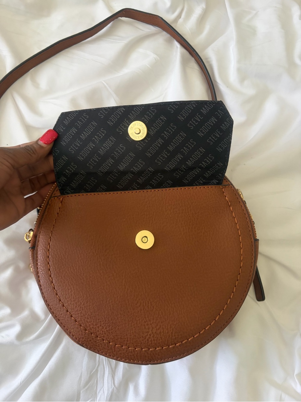 Steve Madden Brown Round Crossbody Bag with Front Pocket - Picture 5 of 5